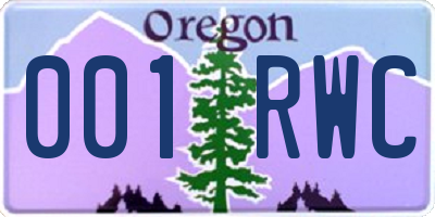 OR license plate 001RWC