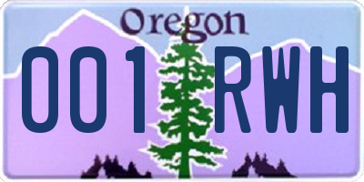 OR license plate 001RWH