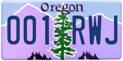 OR license plate 001RWJ