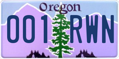 OR license plate 001RWN