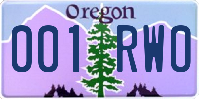 OR license plate 001RWO