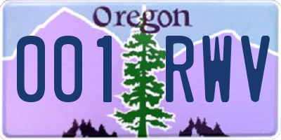 OR license plate 001RWV