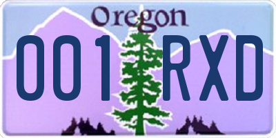 OR license plate 001RXD