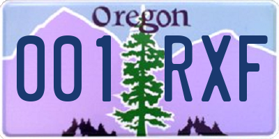 OR license plate 001RXF