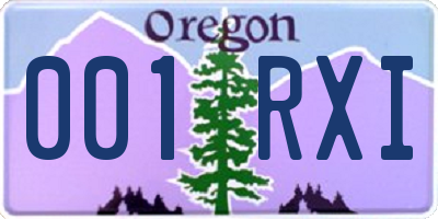 OR license plate 001RXI