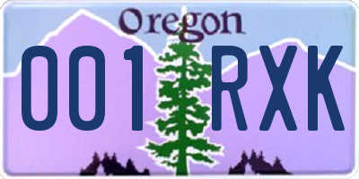 OR license plate 001RXK