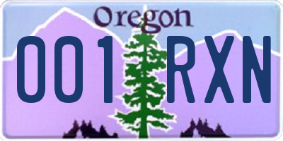 OR license plate 001RXN