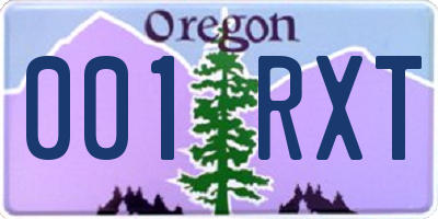 OR license plate 001RXT