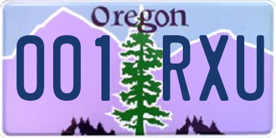 OR license plate 001RXU