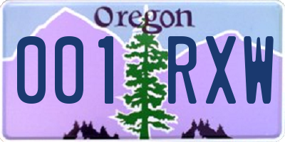 OR license plate 001RXW