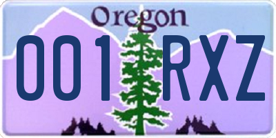 OR license plate 001RXZ