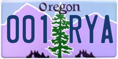 OR license plate 001RYA