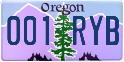 OR license plate 001RYB