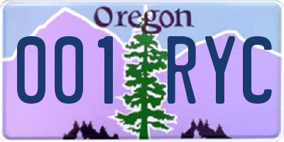 OR license plate 001RYC