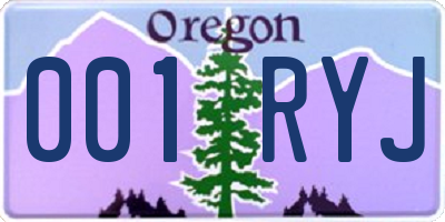 OR license plate 001RYJ