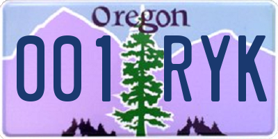 OR license plate 001RYK