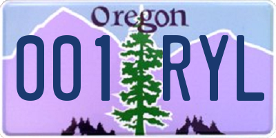 OR license plate 001RYL