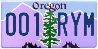 OR license plate 001RYM