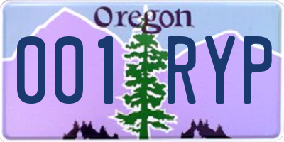 OR license plate 001RYP