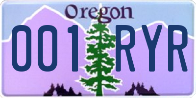 OR license plate 001RYR