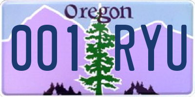 OR license plate 001RYU