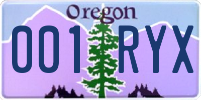 OR license plate 001RYX