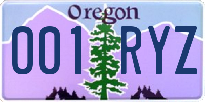 OR license plate 001RYZ