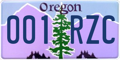 OR license plate 001RZC