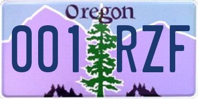 OR license plate 001RZF