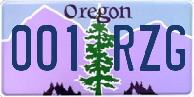 OR license plate 001RZG