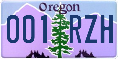 OR license plate 001RZH