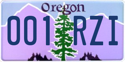 OR license plate 001RZI