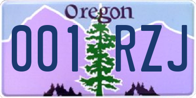 OR license plate 001RZJ
