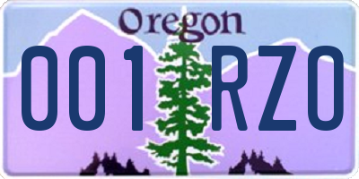 OR license plate 001RZO