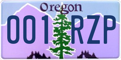 OR license plate 001RZP