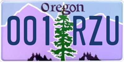 OR license plate 001RZU