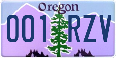 OR license plate 001RZV