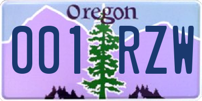 OR license plate 001RZW