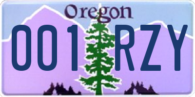 OR license plate 001RZY