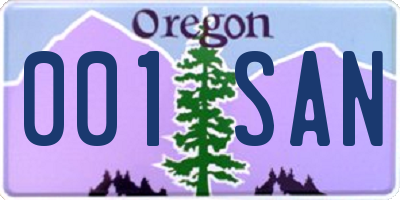 OR license plate 001SAN