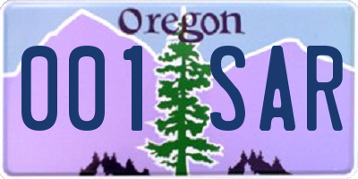 OR license plate 001SAR