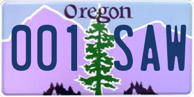 OR license plate 001SAW