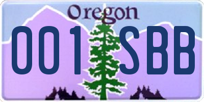 OR license plate 001SBB