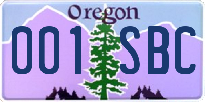 OR license plate 001SBC