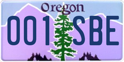 OR license plate 001SBE