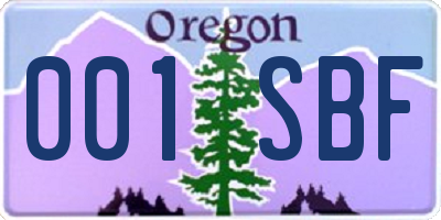 OR license plate 001SBF