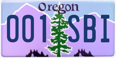OR license plate 001SBI