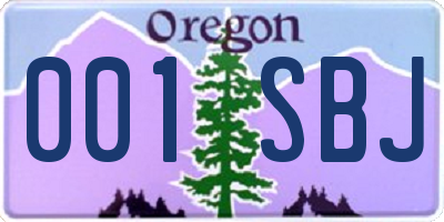 OR license plate 001SBJ