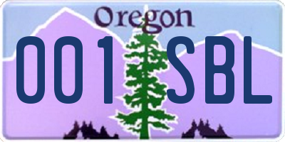 OR license plate 001SBL
