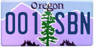 OR license plate 001SBN